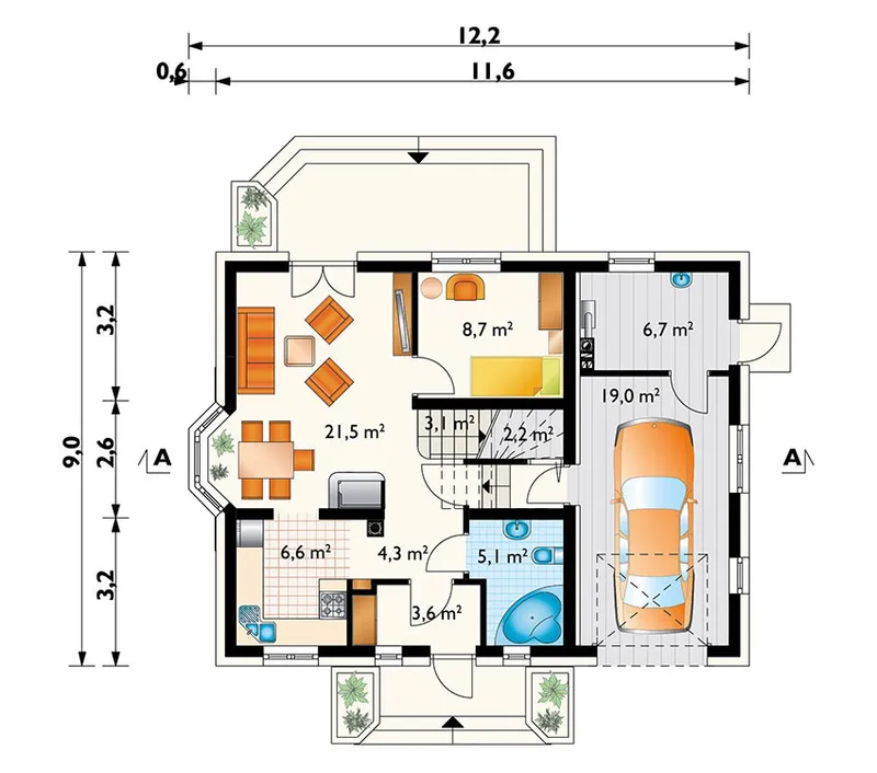 Main Floor 1 – Floor Plan with In-Law Suite and 1-Car Garage