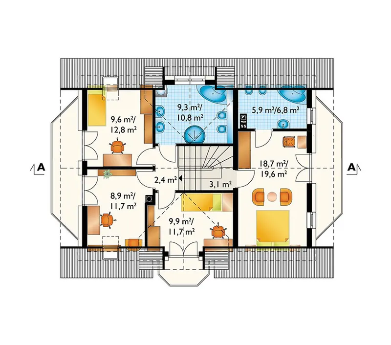 Second Floor 1 – Floor Plan with In-Law Suite and 1-Car Garage