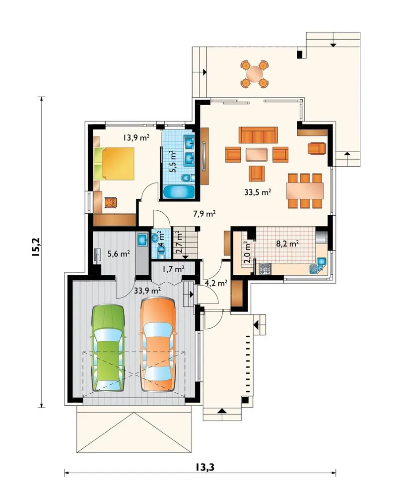 Main Floor 1 – Barn Home Plan with Pantry and In-Law Suite