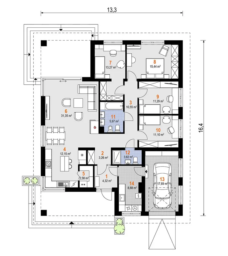 Main Floor 1 – Home Plan with Laundry Room and Open Floor Plan