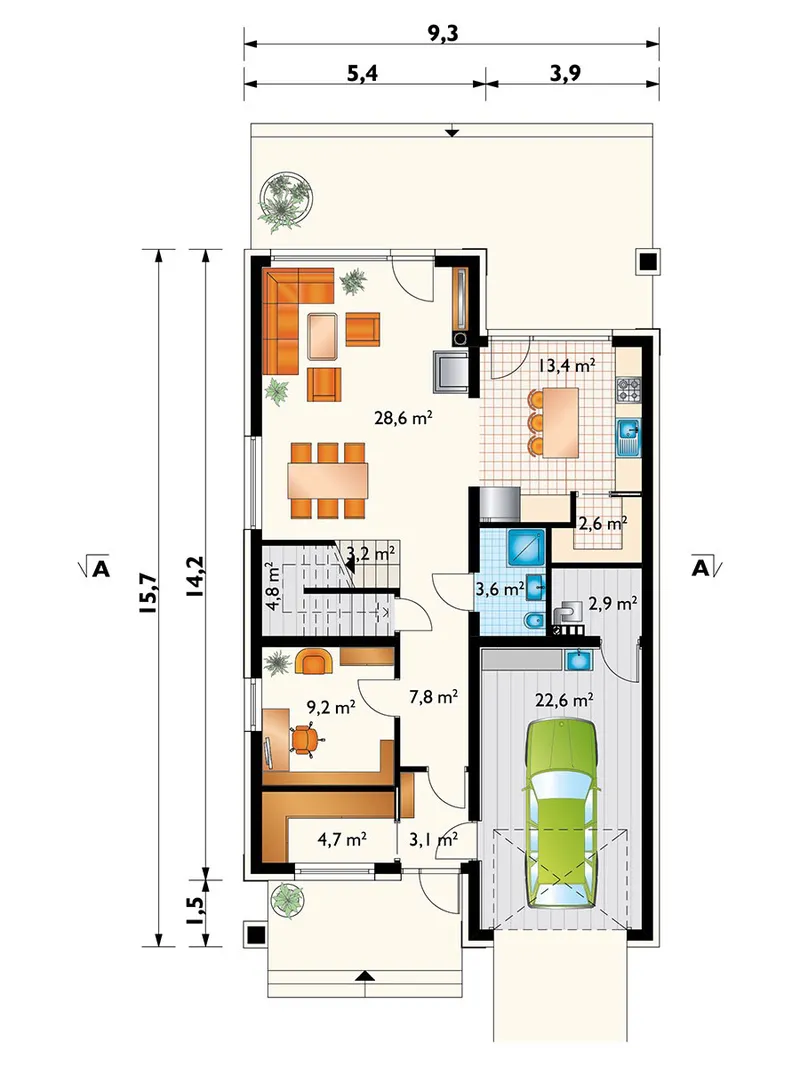 Main Floor 1 – 4-Bedroom, 2000 Sq Ft Plan with Home Office