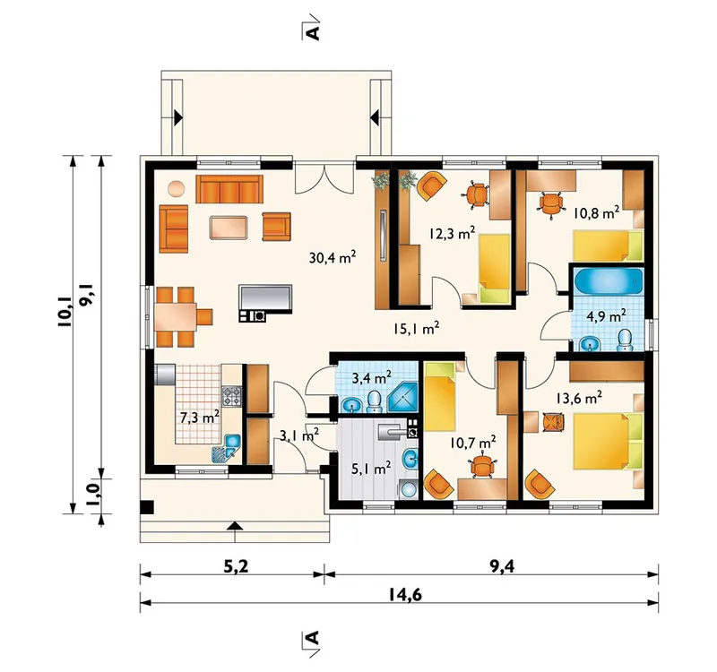 Main Floor 1 – House with Fireplace and Open Floor Plan
