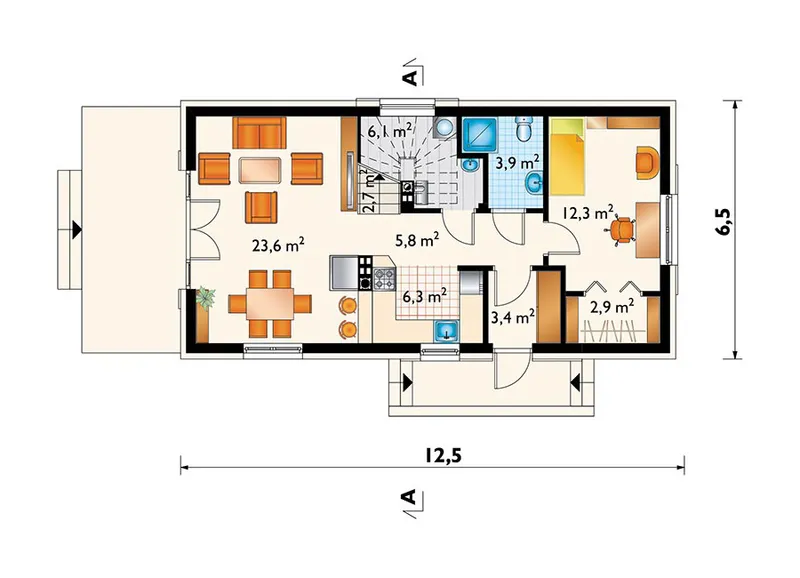 Main Floor 1 – 1400 Sq Ft Narrow Lot Home Plan with In-Law Suite
