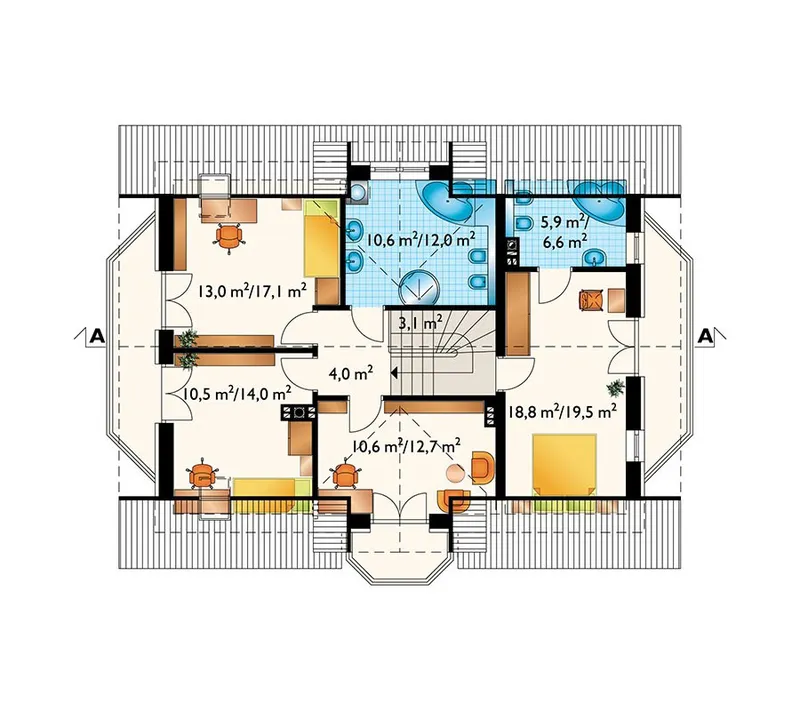 Second Floor 1 – House Plan with Master Suite with Private Balcony