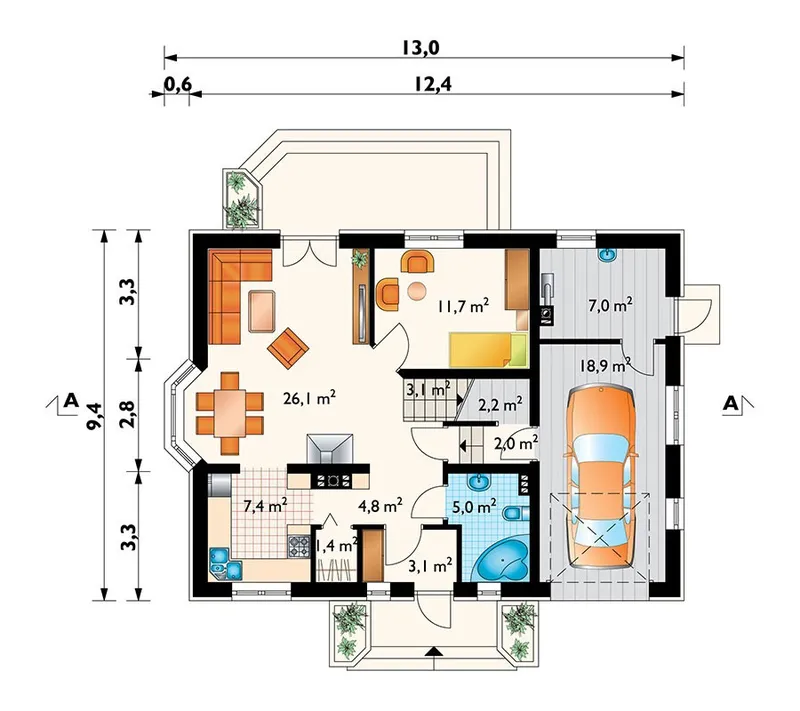Main Floor 1 – House Plan with Master Suite with Private Balcony