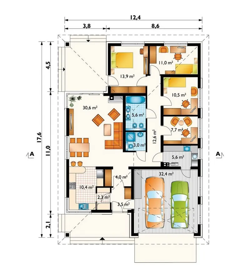 Main Floor 1 – 1-Story Home Plan with Lots of Windows