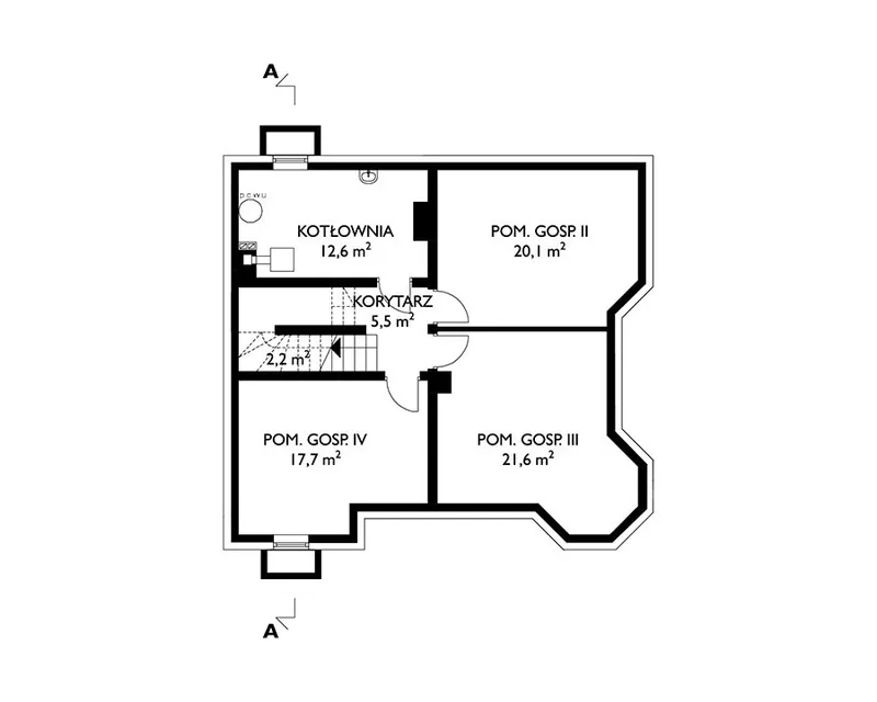 Basement 1 – 2000 Sq Ft Home Plan with Basement and Garage