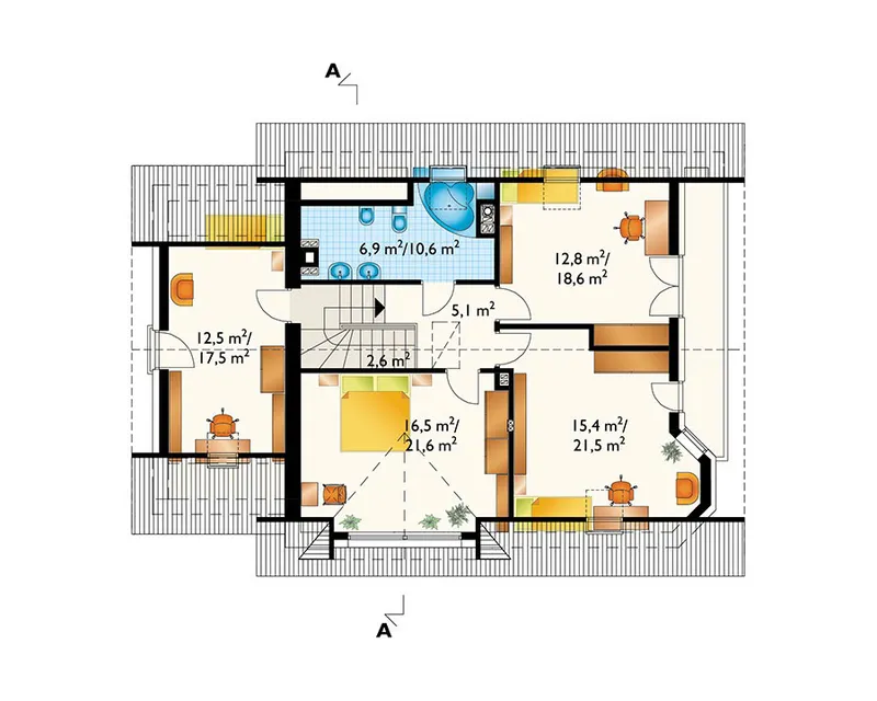 Second Floor 1 – 2000 Sq Ft Home Plan with Basement and Garage