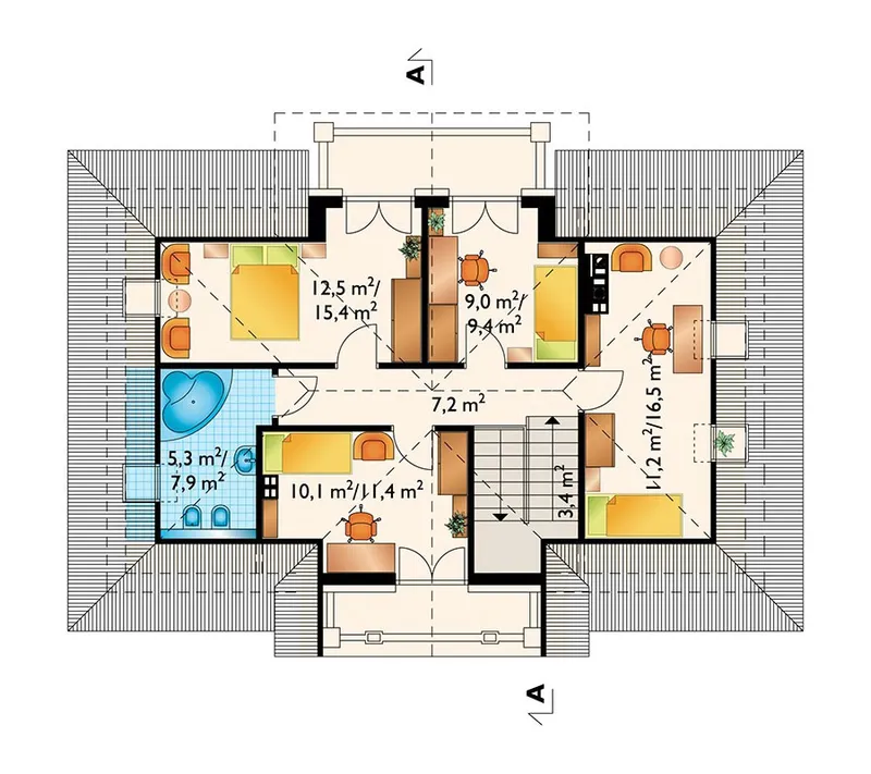 Second Floor 1 – Traditional Home with Closed Floor Plan