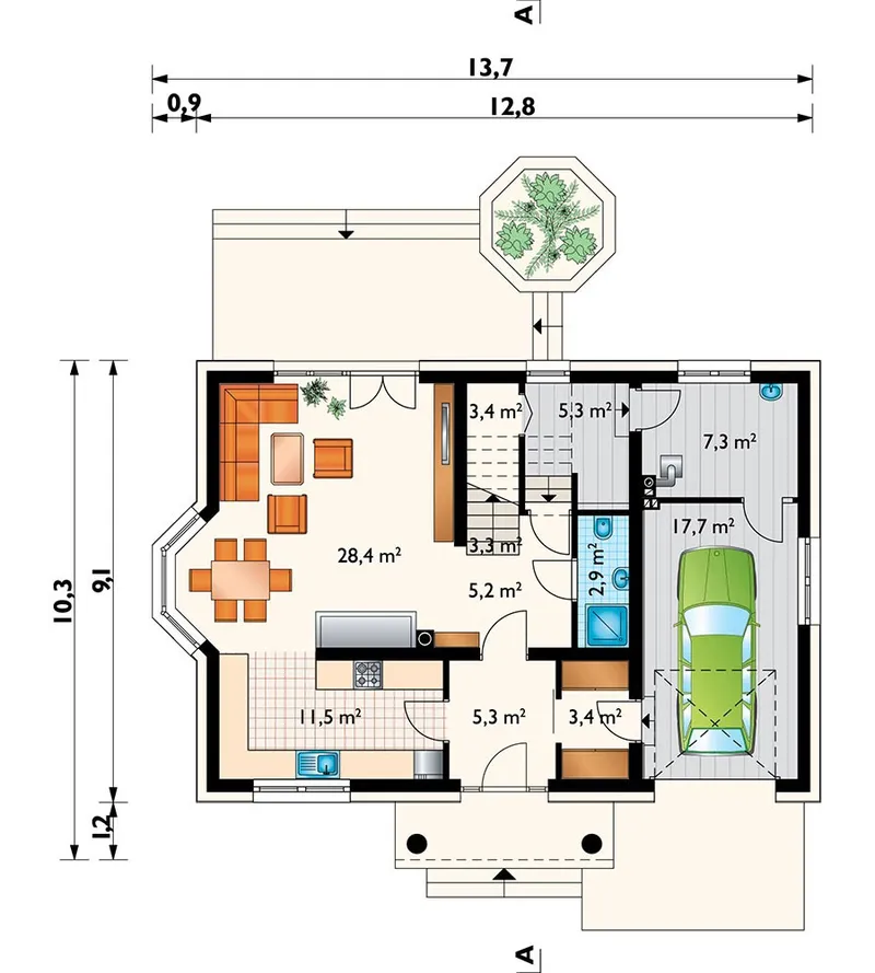 Main Floor 1 – European House Plan with Bay Window
