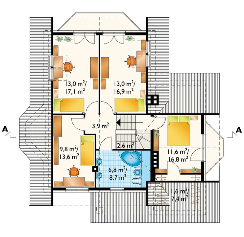 Second Floor 1 – House Plan with Bay Window Breakfast Nook