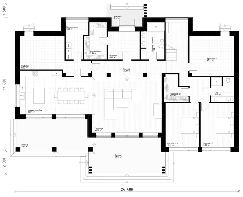 Main Floor 9 – 3-Story House Plan 4963 ft², 6 Beds — 37307R