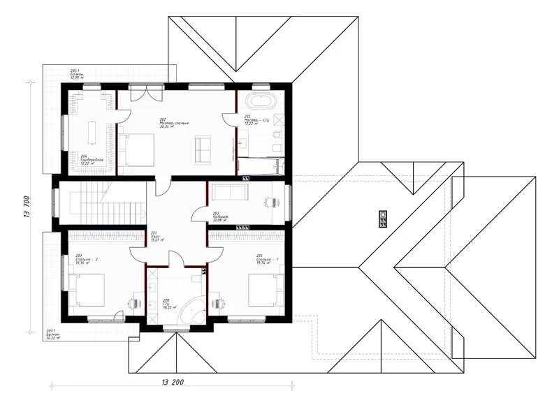 Second Floor 10 – 2-Story House Plan 3139 ft², 4 Beds — 64022R