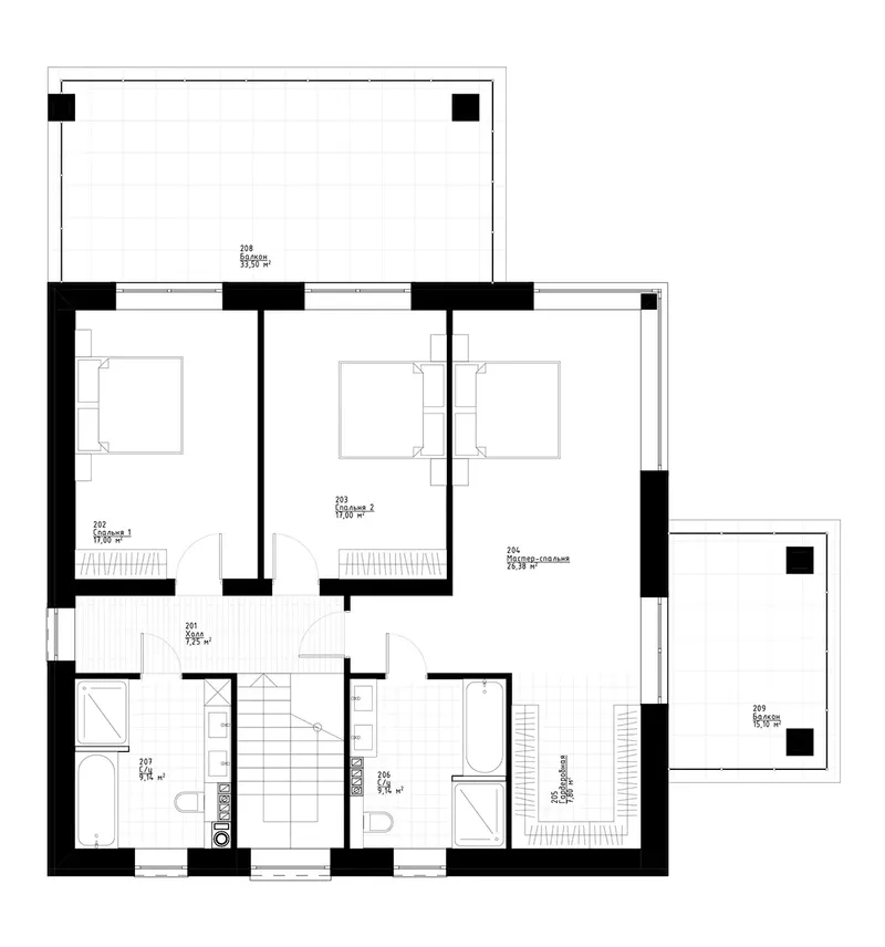 Second Floor 10 – 2-Story House Plan 2083 ft², 3 Beds — 65595R