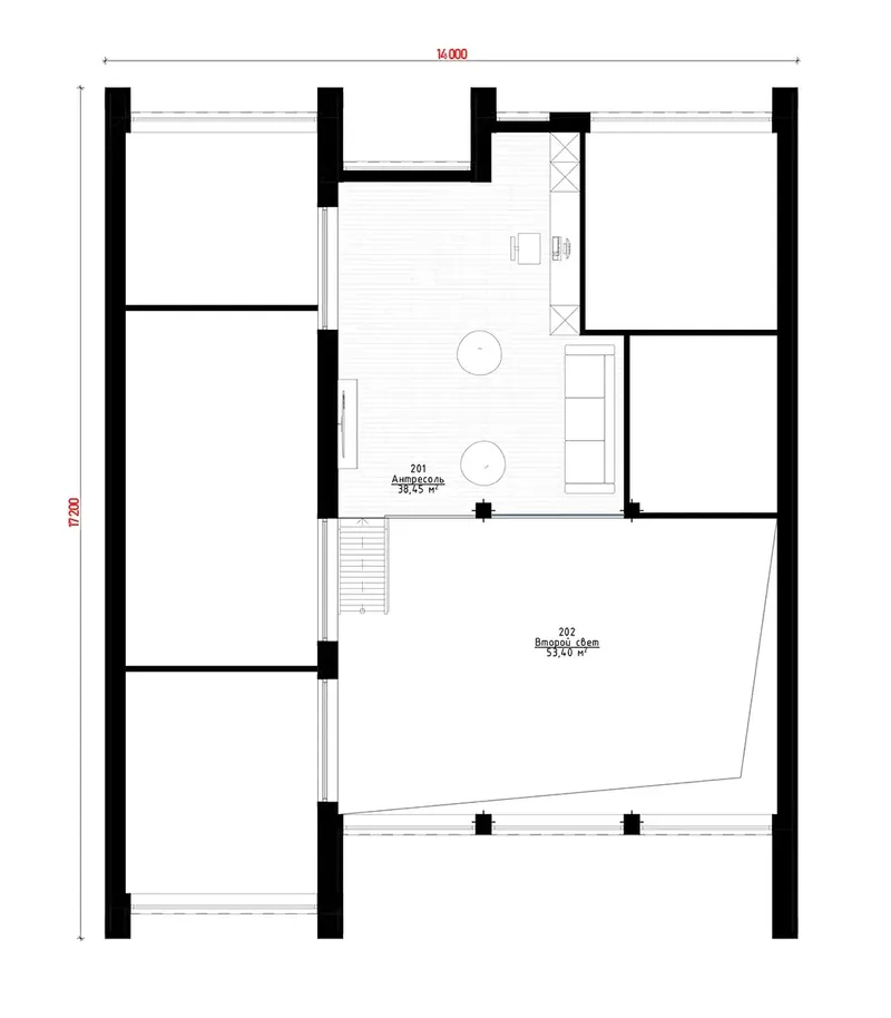 Second Floor 10 – 1.5-Story House Plan 2280 ft², 3 Beds — 10692R