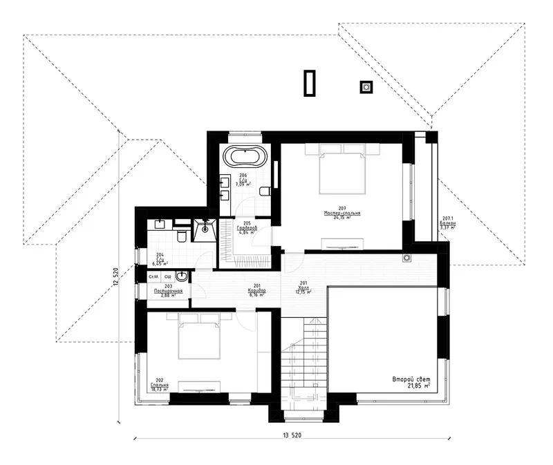 Second Floor 10 – 2-Story House Plan 2169 ft², 3 Beds — 33722R