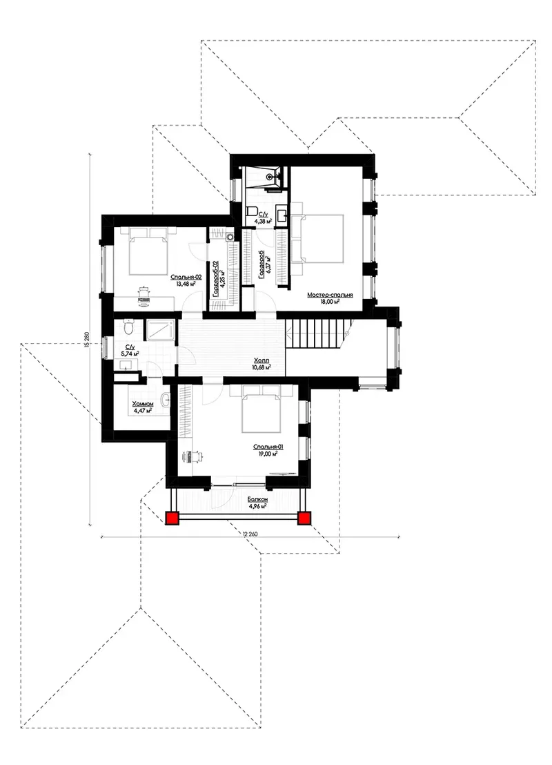 Second Floor 10 – 2-Story House Plan 2269 ft², 3 Beds — 84978R