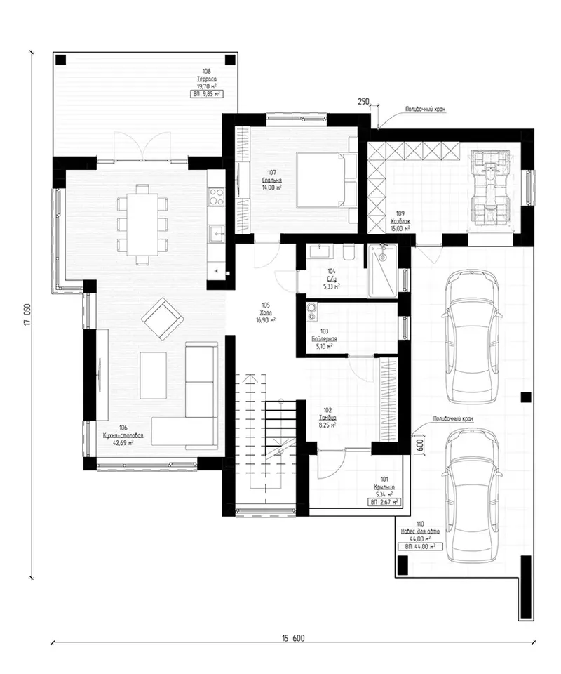 Main Floor 10 – 2-Story House Plan 1919 ft², 4 Beds — 46093R