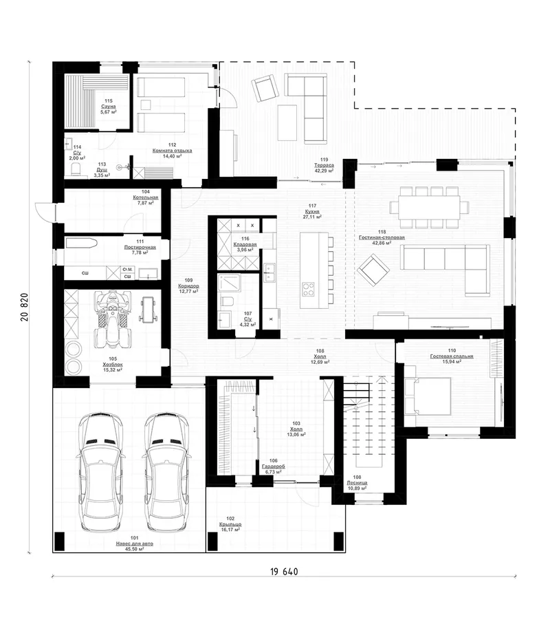 Main Floor 11 – 2-Story House Plan 3157 ft², 4 Beds — 81312R