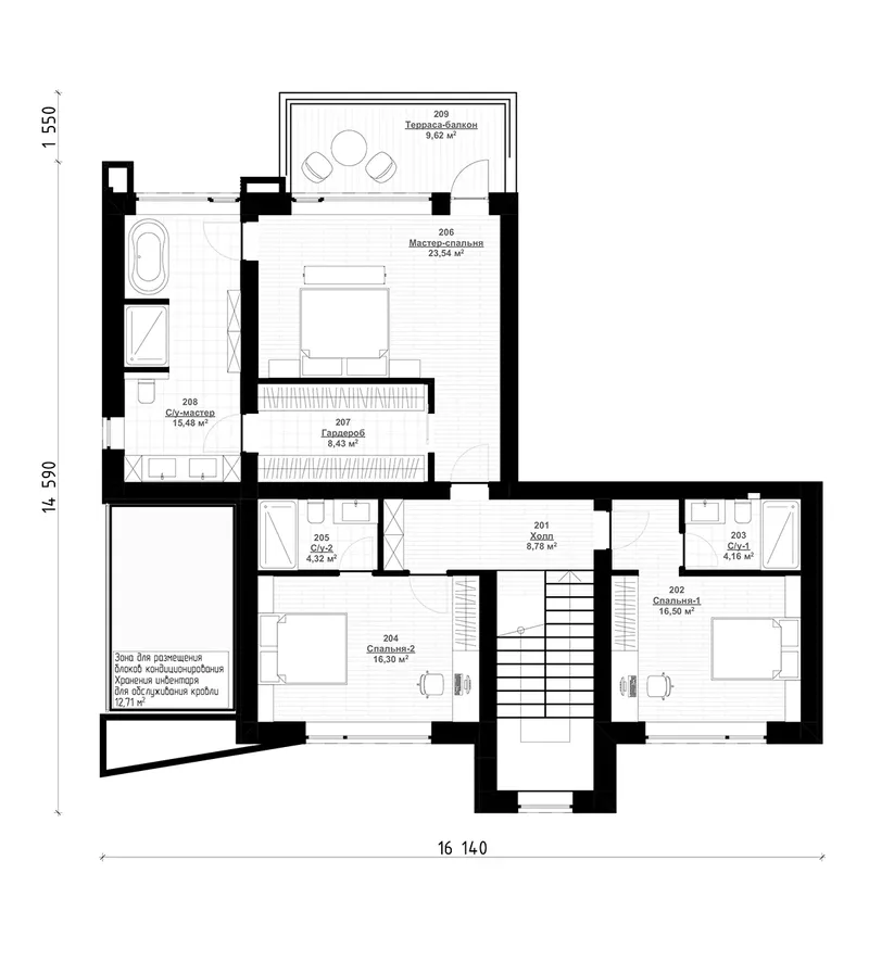 Second Floor 12 – 2-Story House Plan 3157 ft², 4 Beds — 81312R