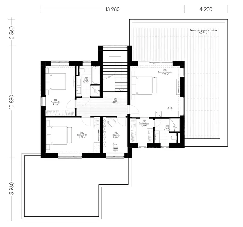 Second Floor 7 – 2-Story House Plan 2447 ft², 4 Beds — 61548R