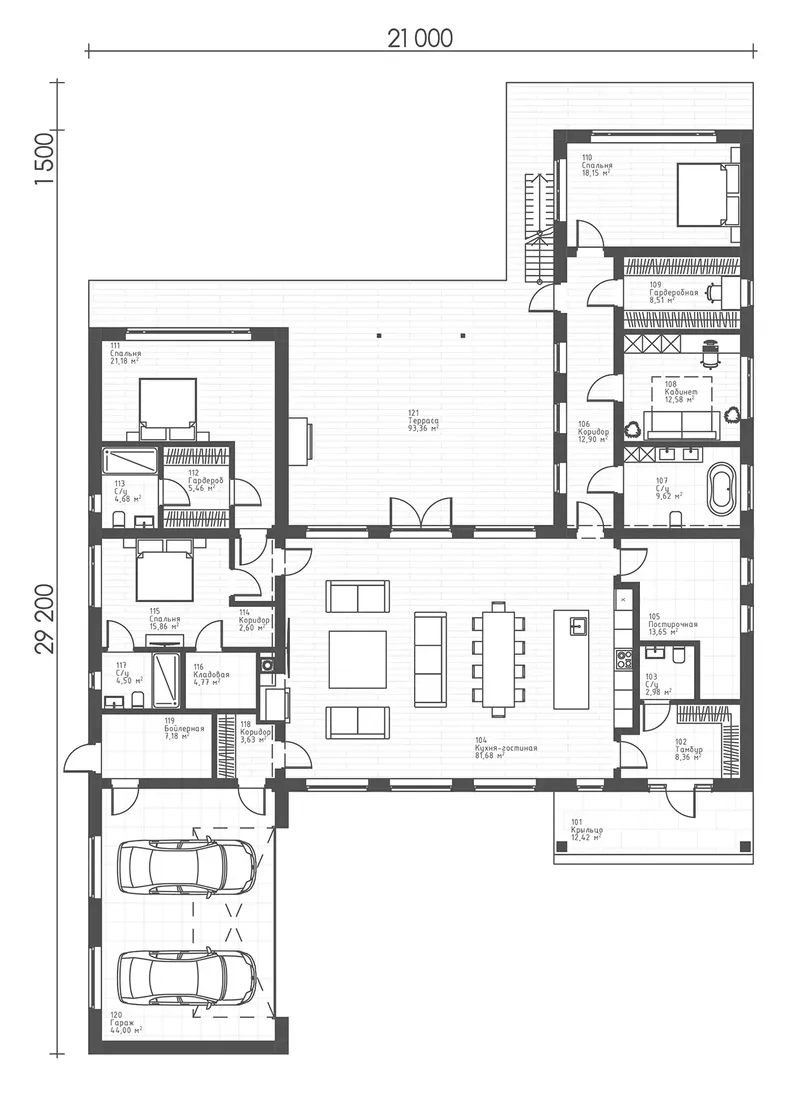 Main Floor 5 – 1-Story House Plan 2565 ft², 3 Beds — 75077R