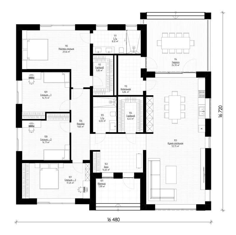 Main Floor 9 – 1-Story House Plan 1932 ft², 4 Beds — 43843R