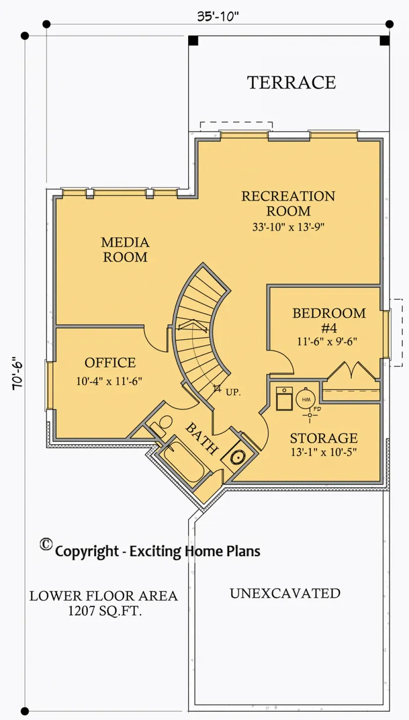 Basement 5 – 2-Story House Plan 2285 ft², 4 Beds — 28075R
