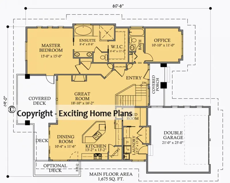 Main Floor 5 – 1-Story House Plan 1675 ft², 3 Beds — 26650R