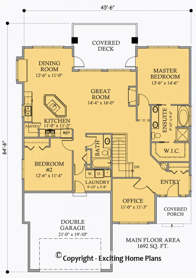 Main Floor 5 – 1-Story House Plan 1692 ft², 5 Beds — 41963R
