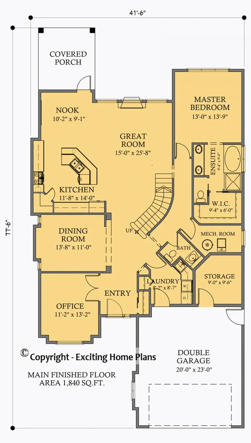 Main Floor 5 – 2-Story House Plan 2509 ft², 3 Beds — 42784R