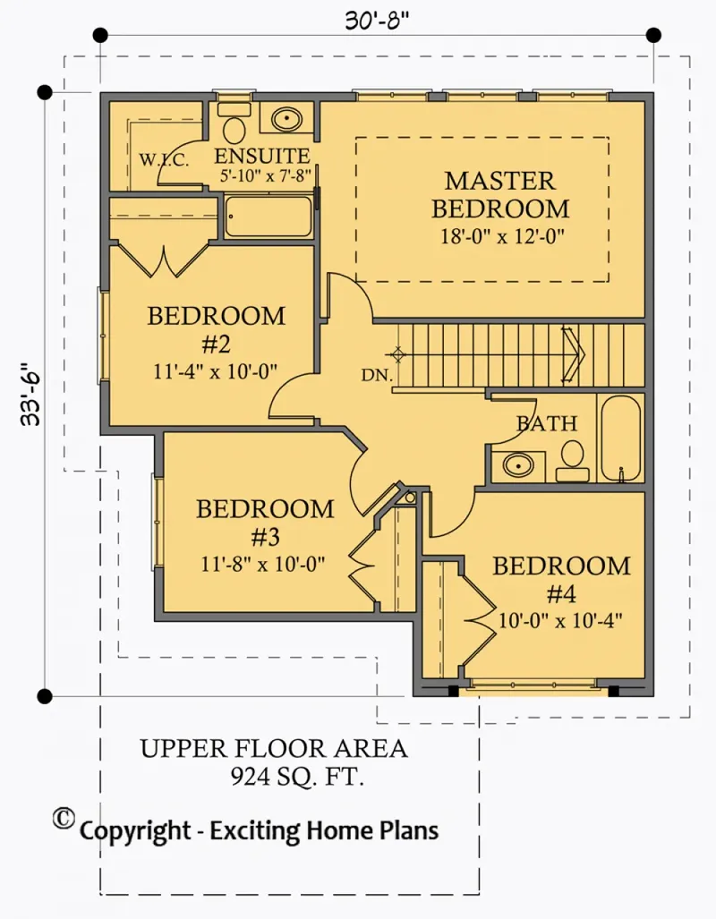 Second Floor 6 – 2-Story House Plan 1984 ft², 4 Beds — 25375R