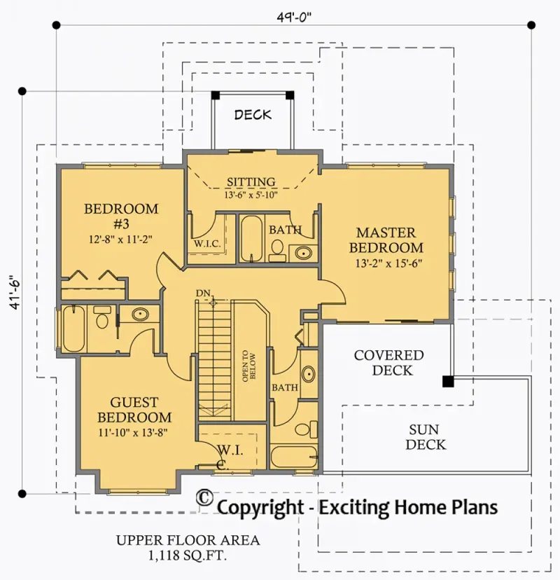 Second Floor 7 – 2-Story House Plan 2186 ft², 5 Beds — 29511R