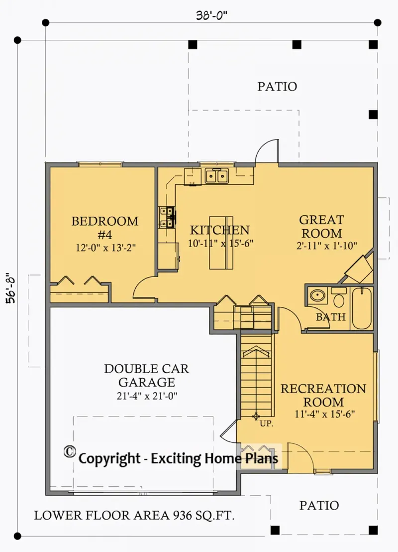Main Floor 6 – 2-Story House Plan 2359 ft², 4 Beds — 91149R
