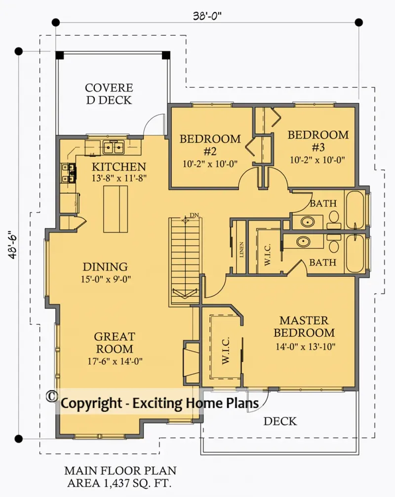 Second Floor 7 – 2-Story House Plan 2238 ft², 4 Beds — 28680R