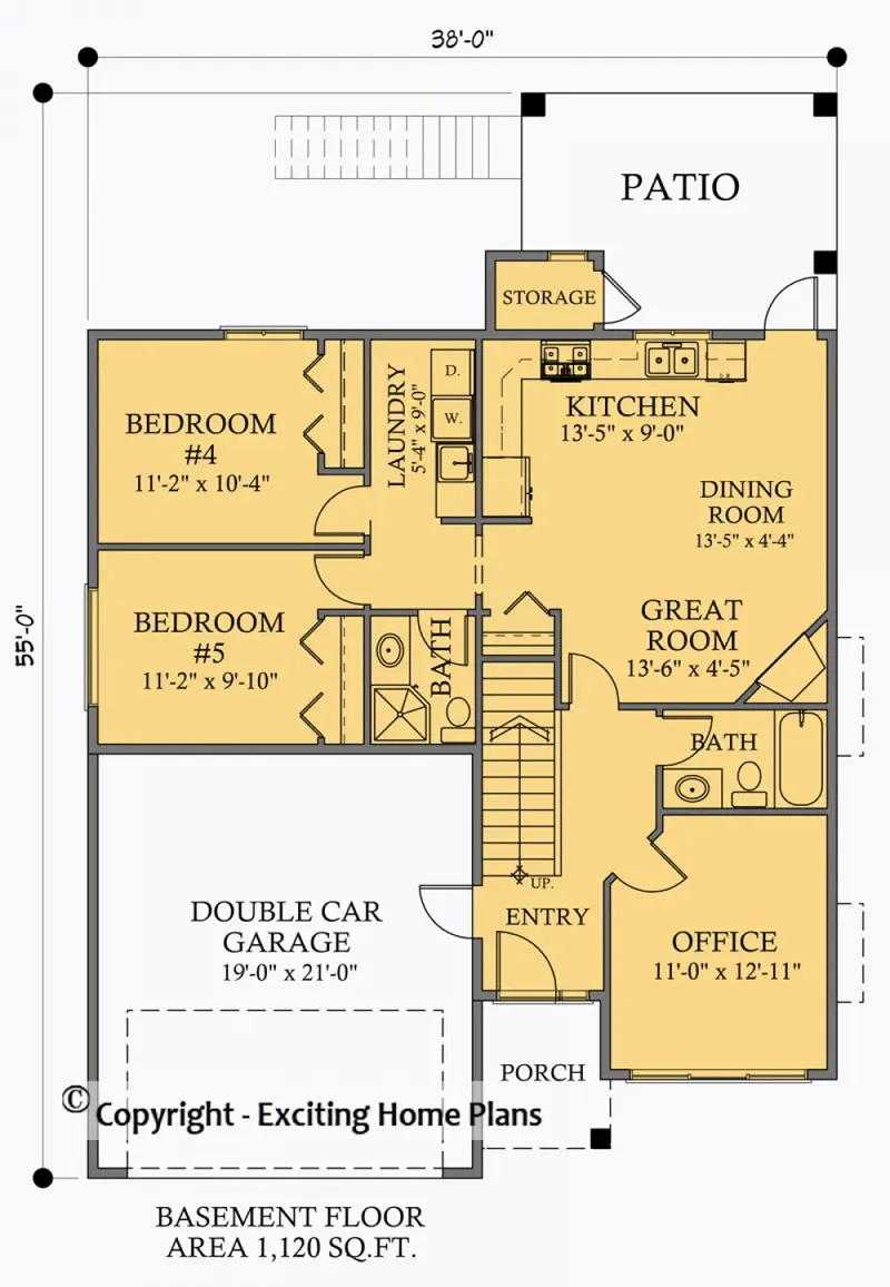 Main Floor 5 – 2-Story House Plan 2369 ft², 5 Beds — 15556R