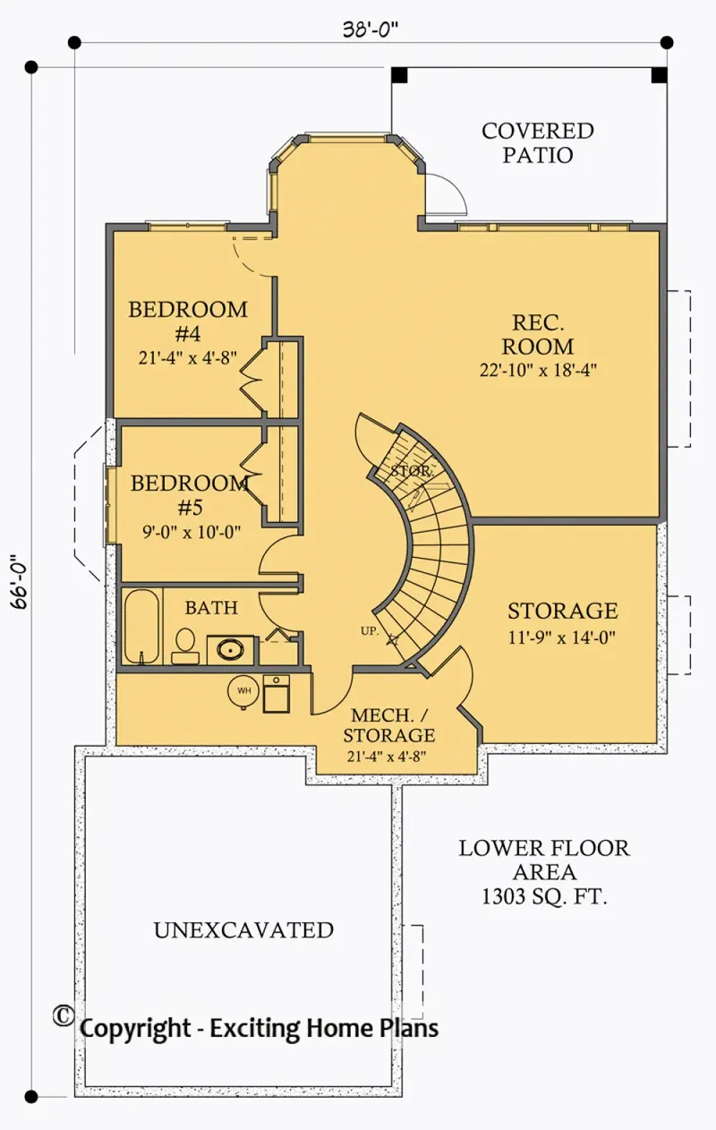 Basement 7 – 2-Story House Plan 2370 ft², 5 Beds — 71749R