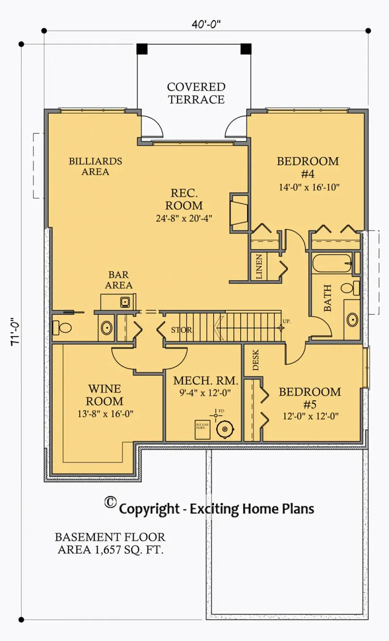 Basement 7 – 1-Story House Plan 1700 ft², 5 Beds — 97577R