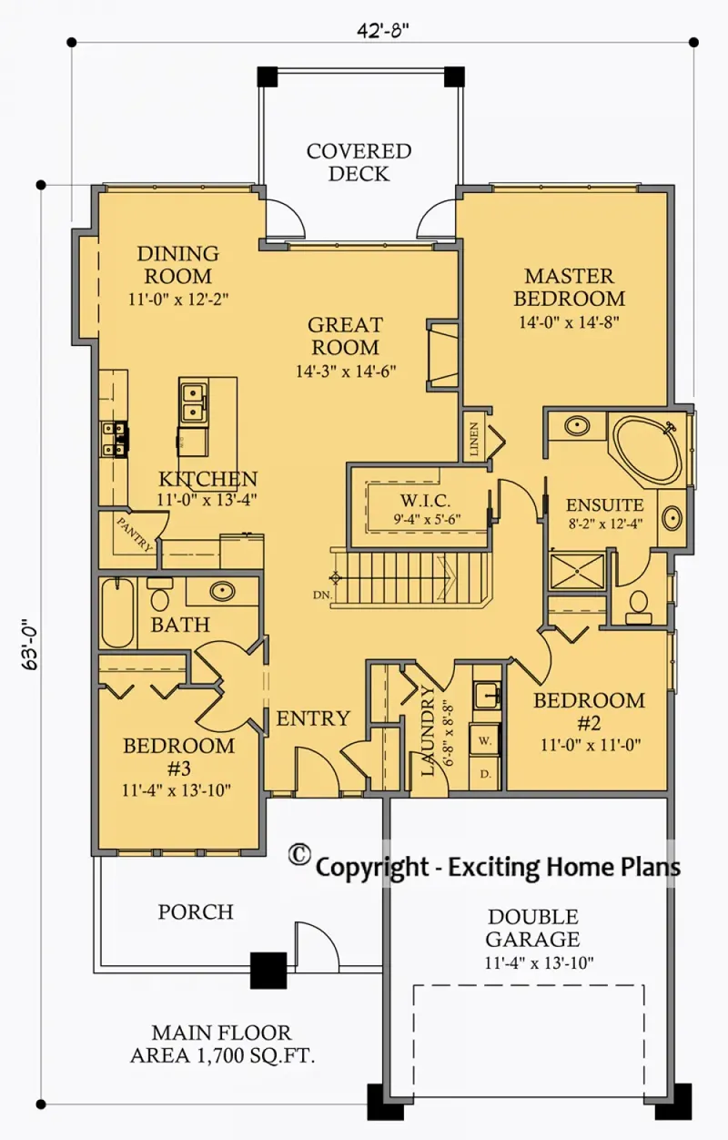 Main Floor 8 – 1-Story House Plan 1700 ft², 5 Beds — 97577R