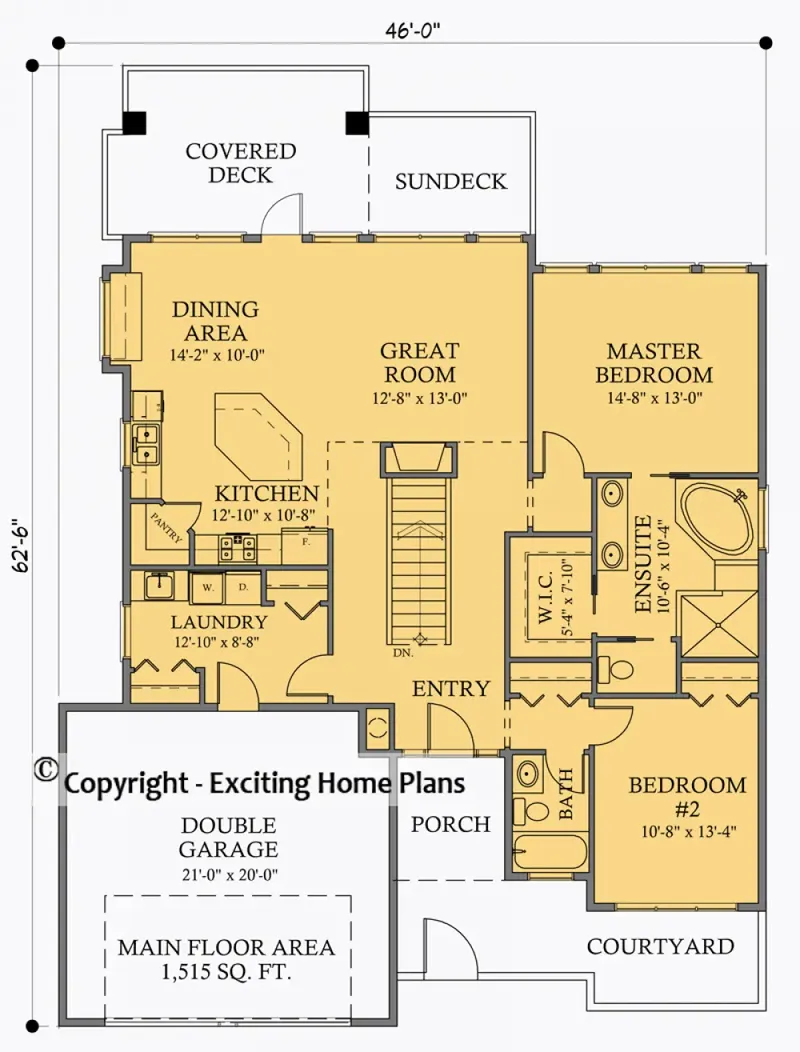 Main Floor 6 – 1-Story House Plan 1515 ft², 4 Beds — 25362R