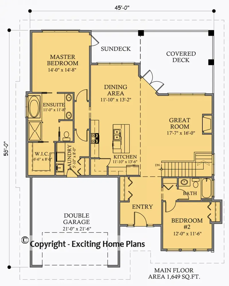 Main Floor 6 – 1-Story House Plan 1649 ft², 4 Beds — 88957R