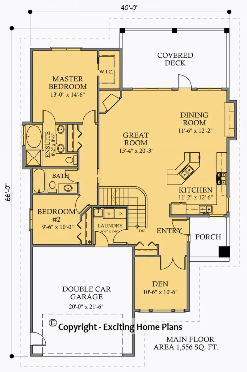 Main Floor 5 – 1-Story House Plan 1556 ft², 5 Beds — 28892R