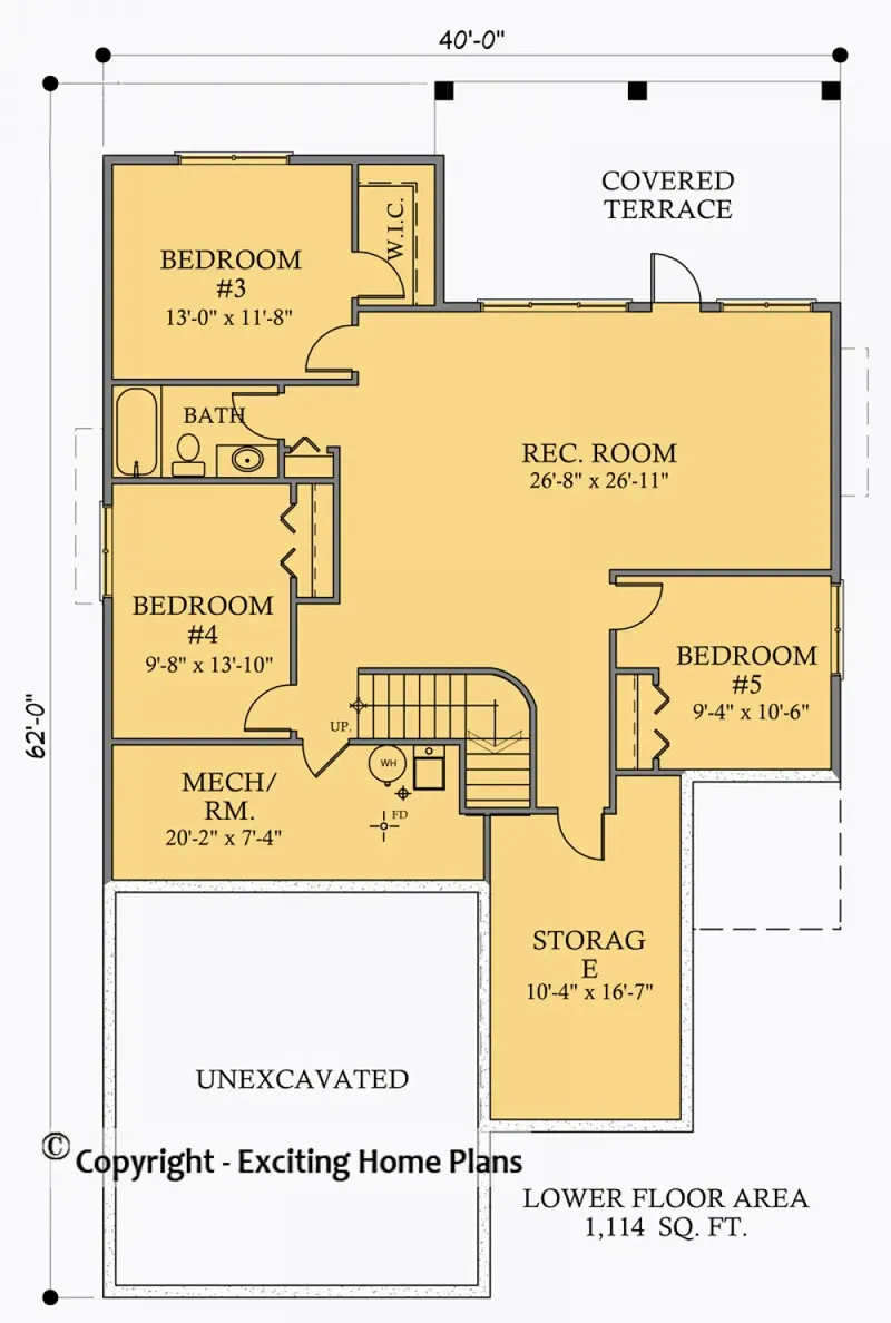 Basement 6 – 1-Story House Plan 1556 ft², 5 Beds — 28892R