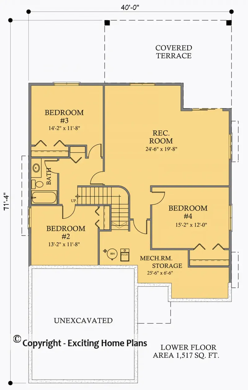 Basement 6 – 1-Story House Plan 1557 ft², 4 Beds — 24032R