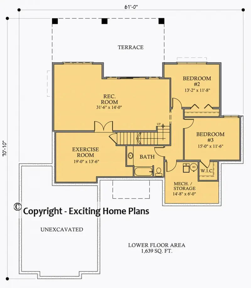 Basement 7 – 1-Story House Plan 1638 ft², 3 Beds — 77721R