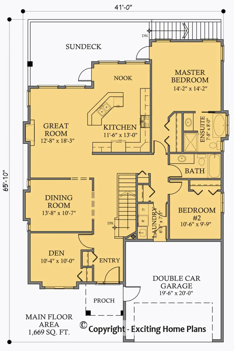 Main Floor 6 – 1-Story House Plan 1669 ft², 4 Beds — 85963R