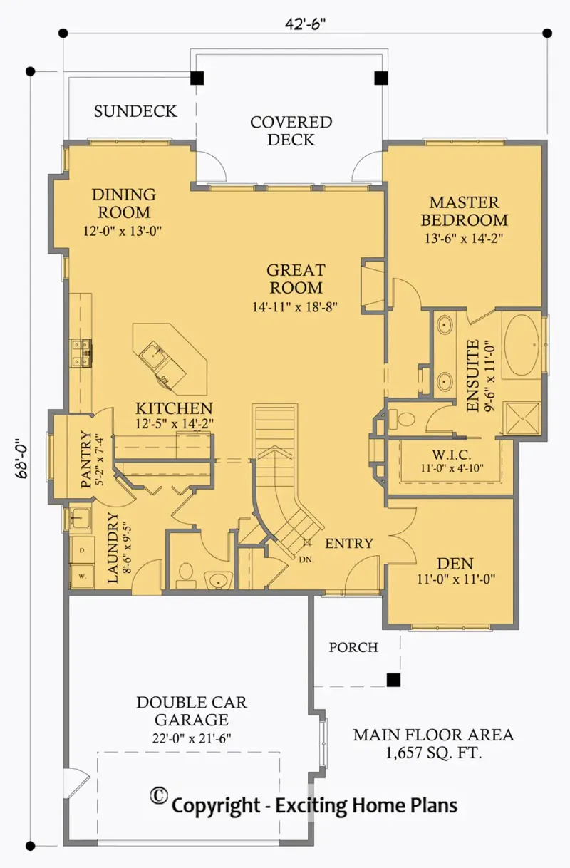 Main Floor 5 – 1-Story House Plan 1657 ft², 3 Beds — 38996R