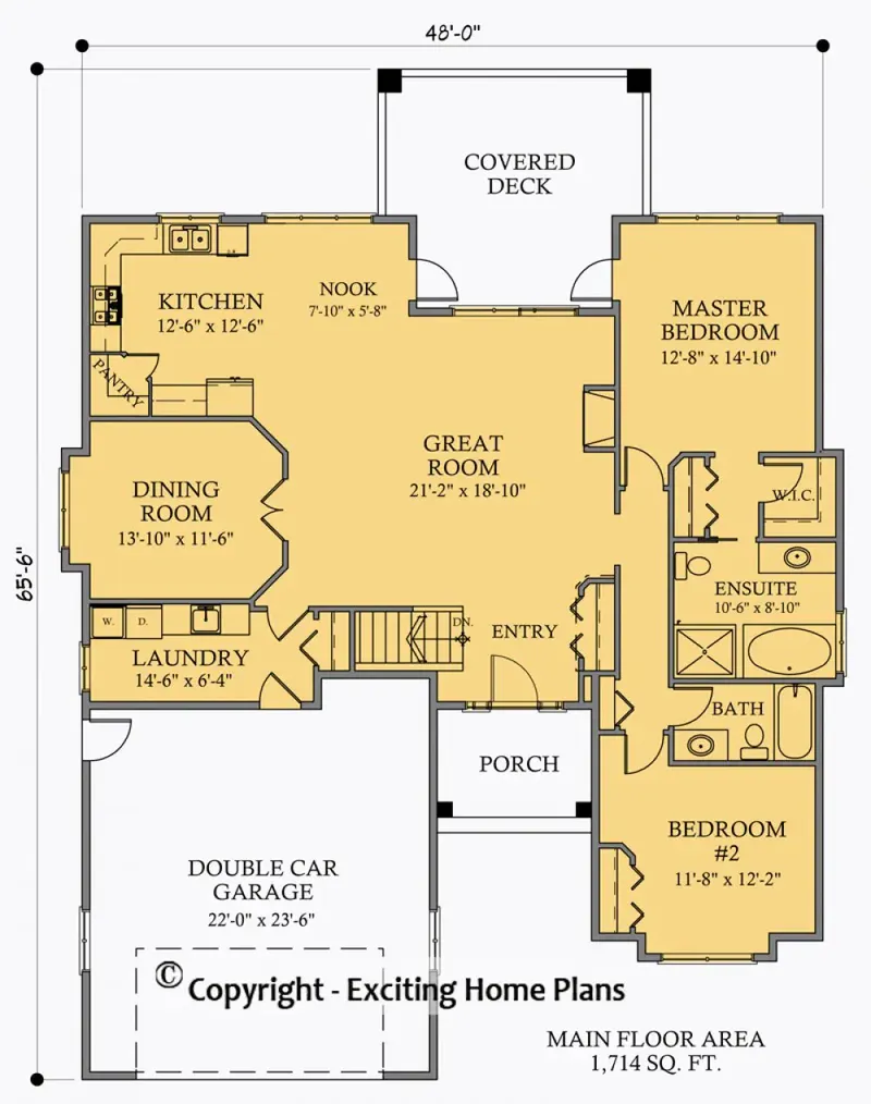Main Floor 6 – 1-Story House Plan 1714 ft², 4 Beds — 61526R