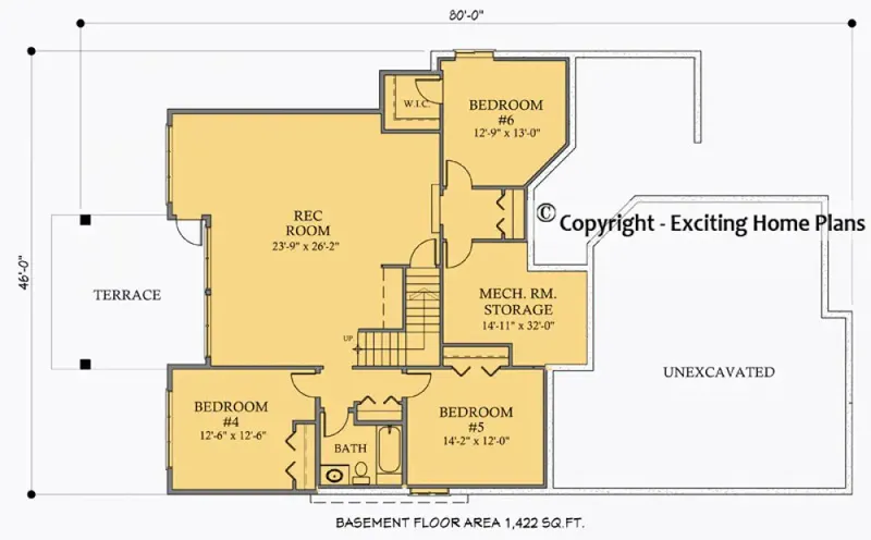Basement 7 – 1-Story House Plan 1722 ft², 6 Beds — 85158R