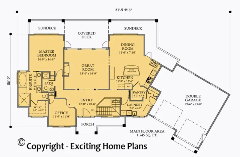 Main Floor 4 – 1-Story House Plan 1745 ft², 3 Beds — 22746R